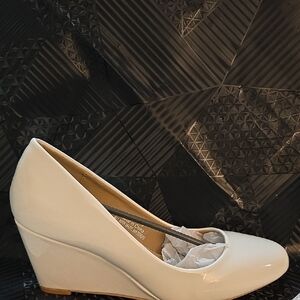 Elegant White Wedge Heels